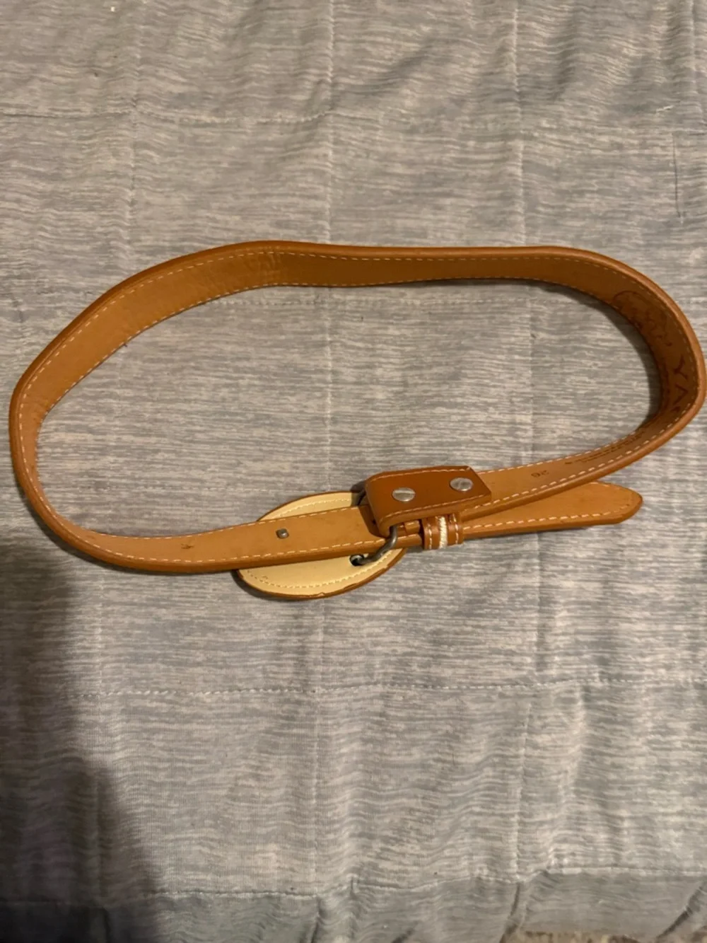 Ya Los Angeles Tan Belt with White Embroidered Horse Buckle